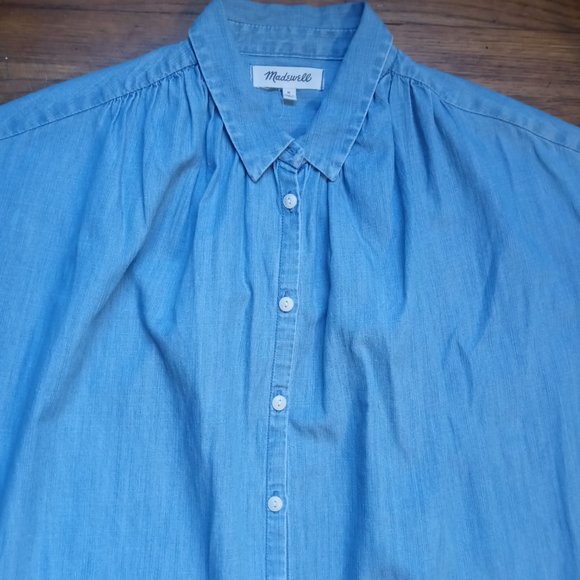 Madewell Women's Blue Button Down Shirt - Picture 10 of 15